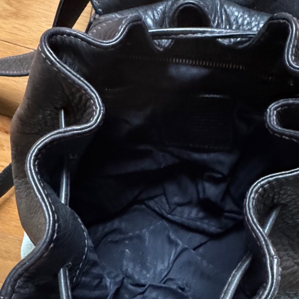 Coach | Dark Brown Pebbled Leather Drawstring Backpack - Picture 3 of 7